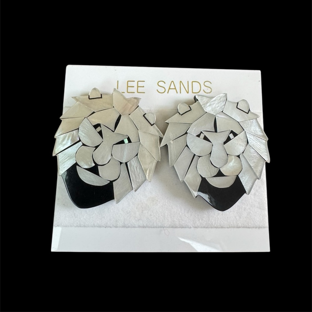 Vintage Lee Sands mother of pearl mosaic earings